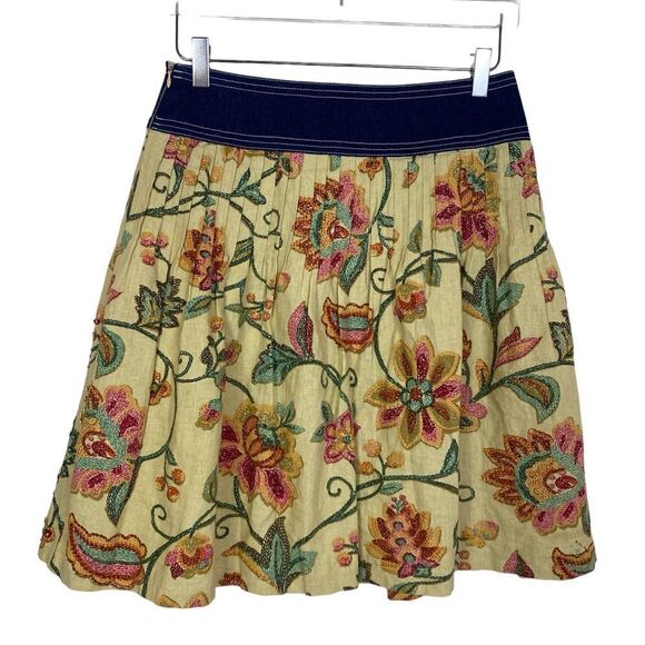 Heart Moon Star 2 Skirt with denim waist band side zipper sequins floral - Picture 3 of 6